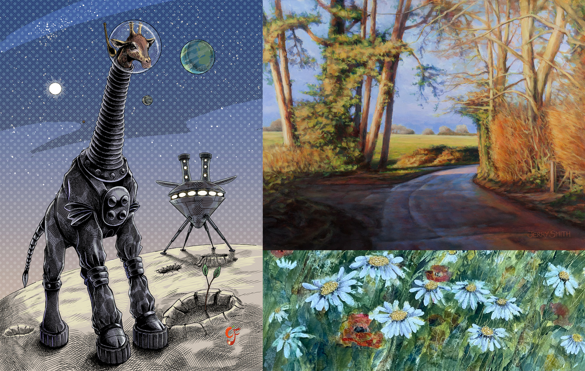 HOSImage2026 Compilation of images of work by Vanessa Wells, Jerry Smith and Sheila Barrow.